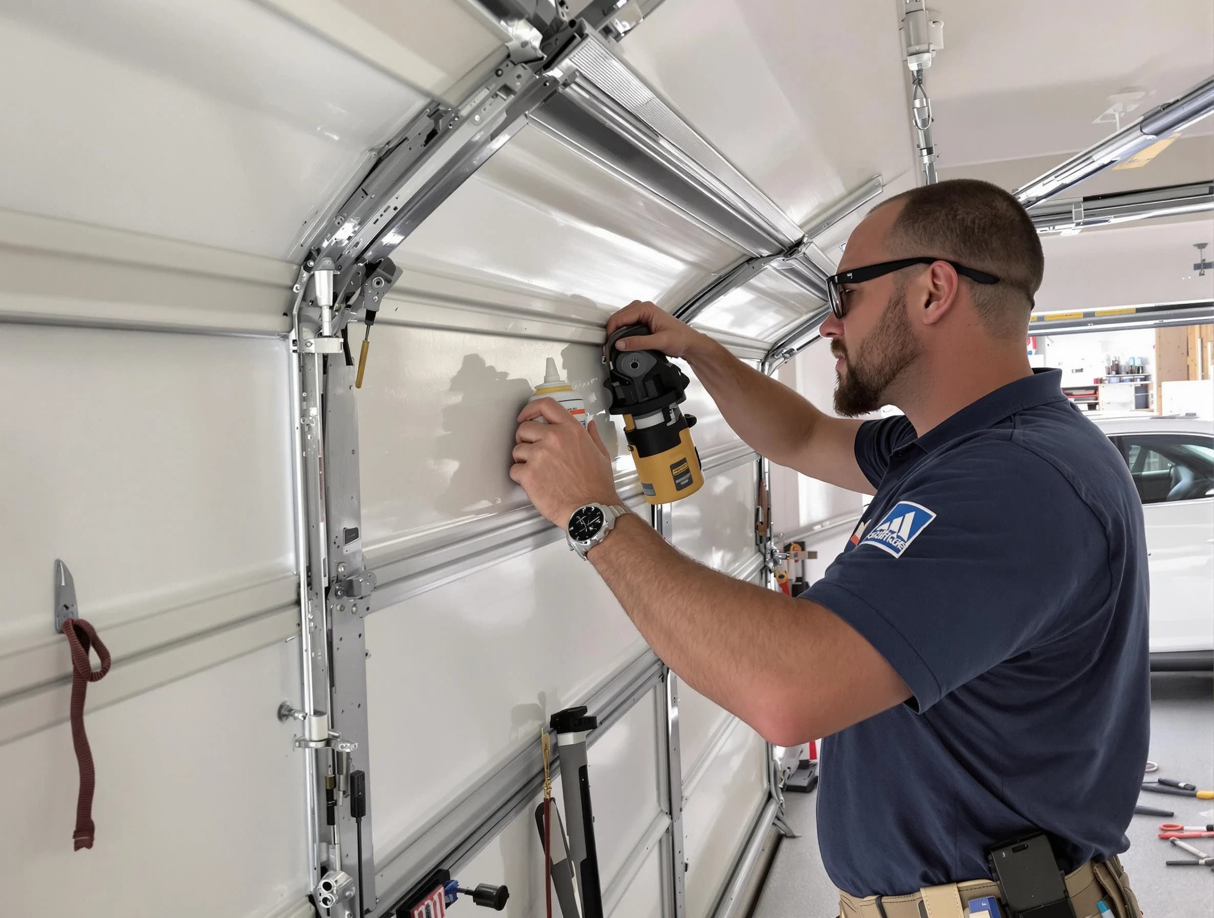Cave Creek Garage Door Repair technician performing comprehensive noise reduction service in Cave Creek