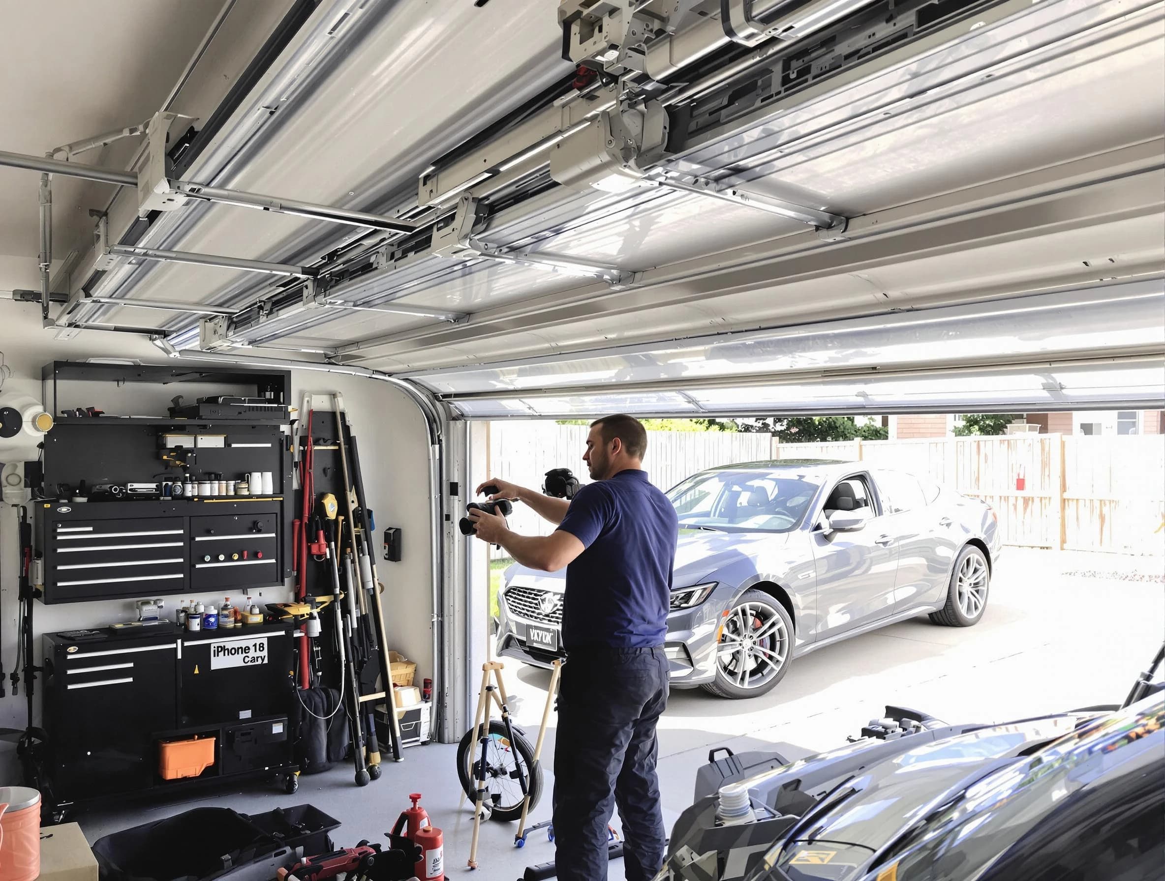 Cave Creek Garage Door Repair technician fixing noisy garage door in Cave Creek