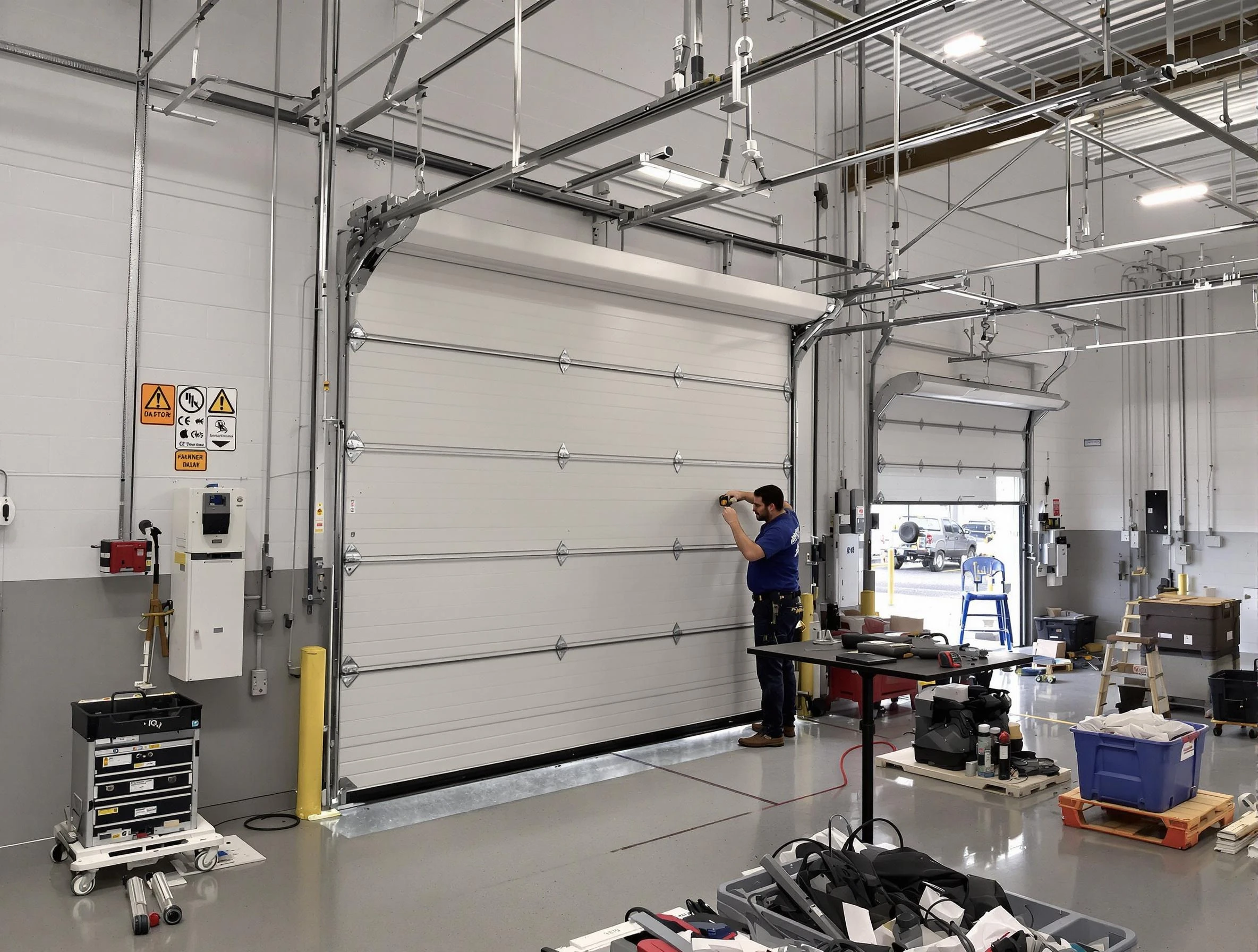 Commercial garage door repair being performed by Cave Creek Garage Door Repair expert in Cave Creek