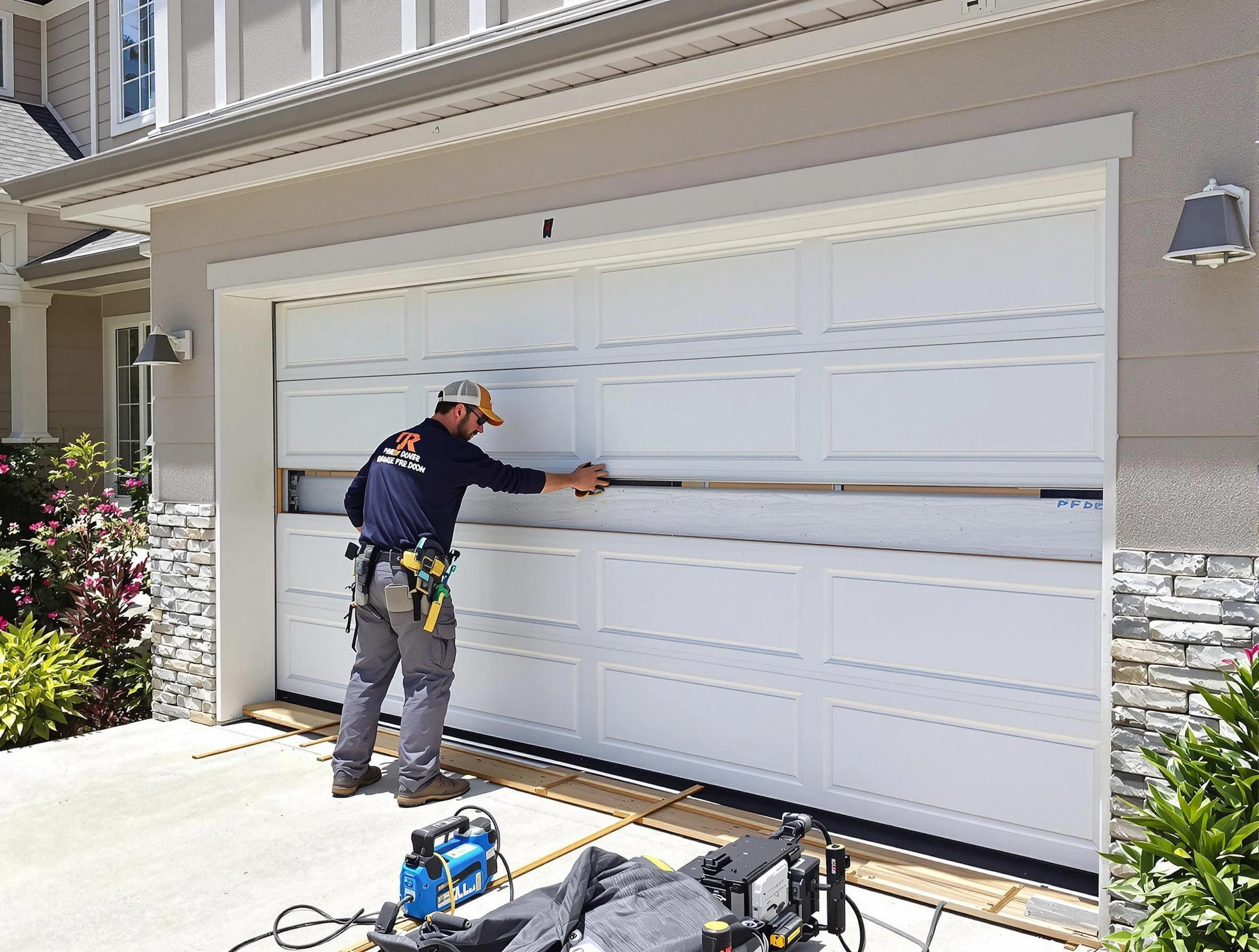 Cave Creek Garage Door Repair team performing complete garage door replacement at Cave Creek residence