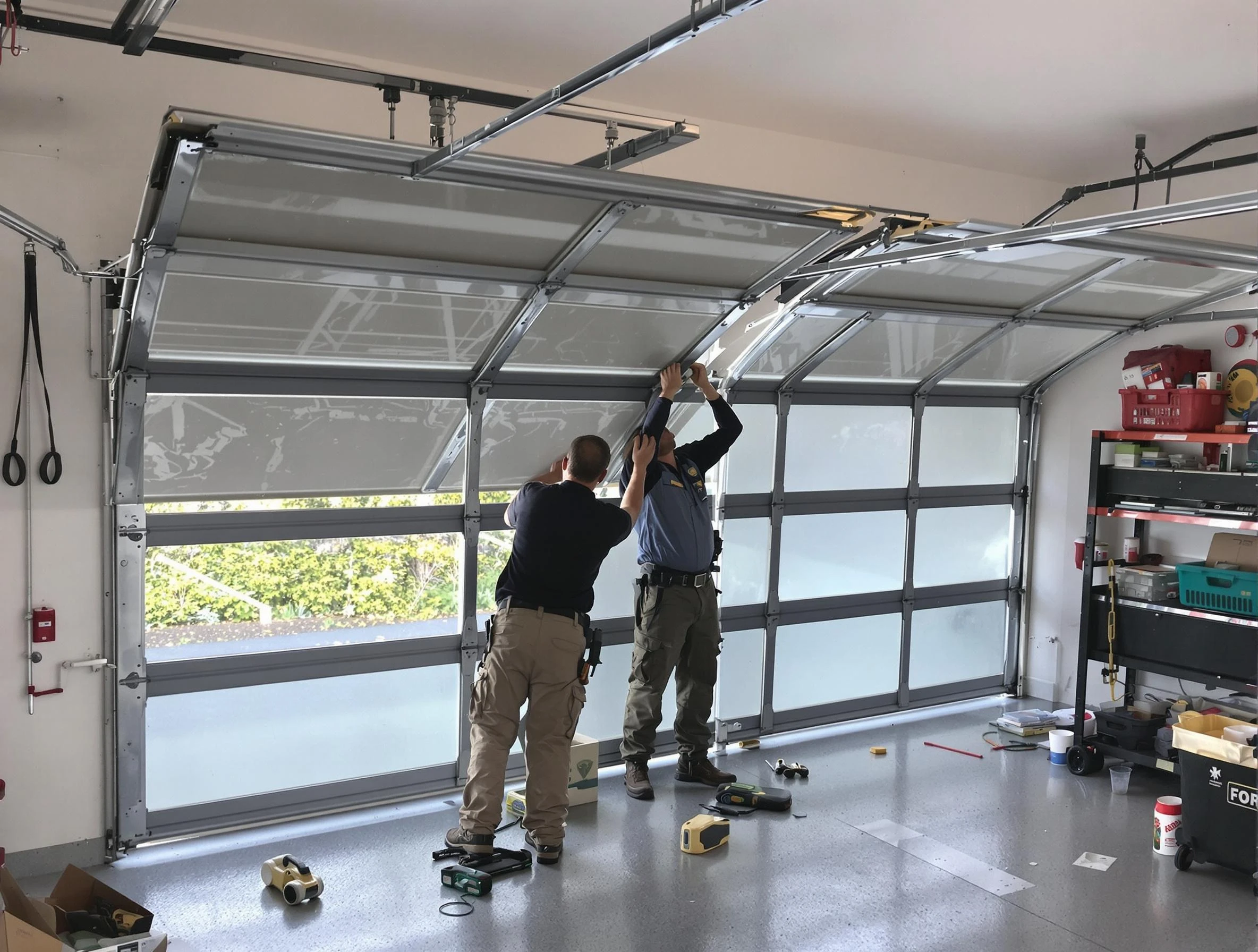 Cave Creek Garage Door Repair expert performing precise panel replacement on Cave Creek garage door