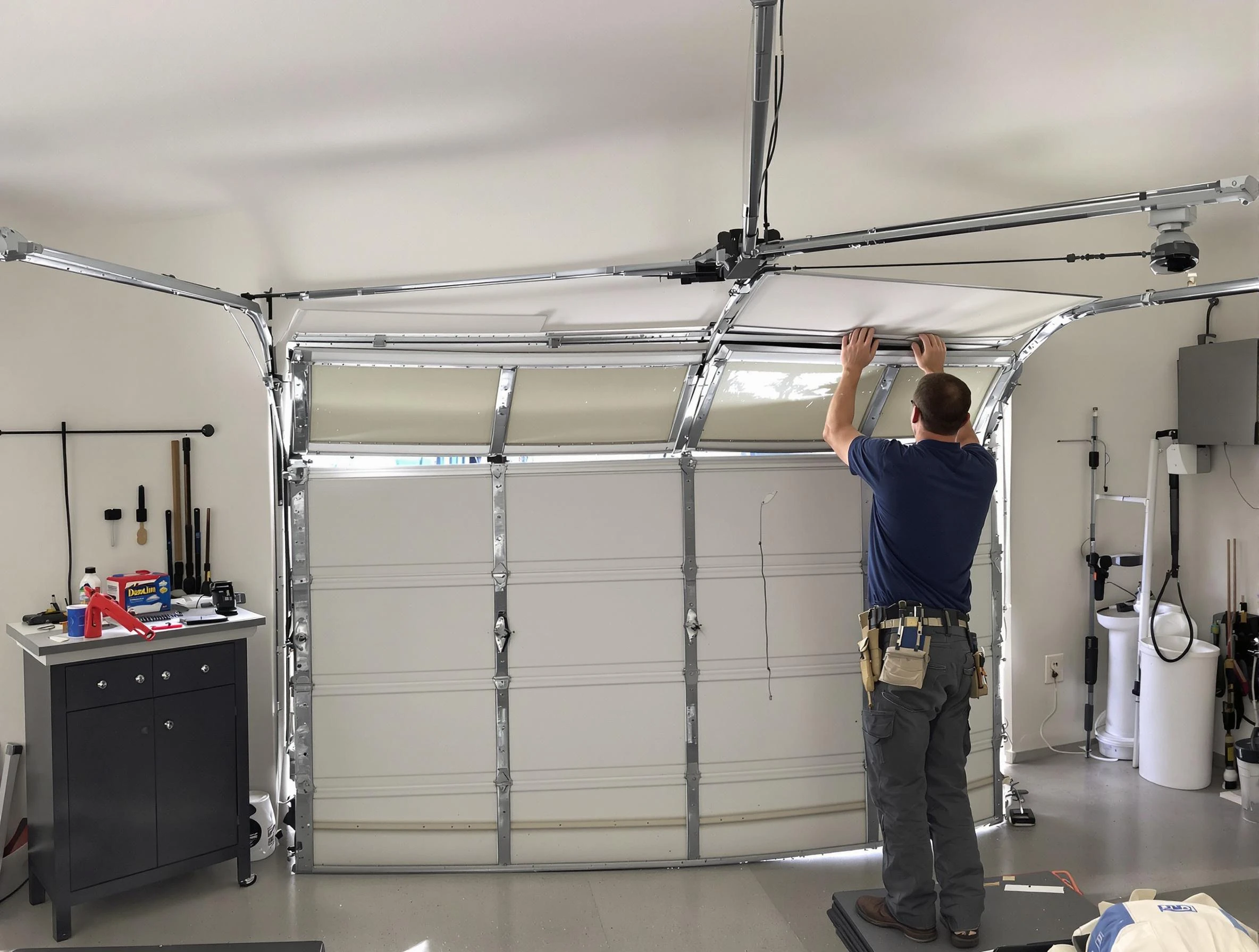 Cave Creek Garage Door Repair specialist performing precise section replacement on Cave Creek garage door